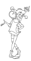 A coloring page of pippi longstocking
